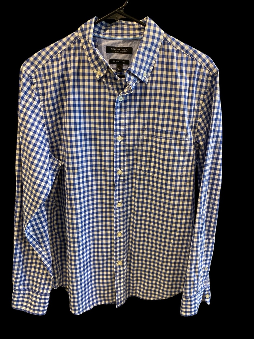Banana Republic Grant Fitt Blue White Gingham Button-Down Shirt